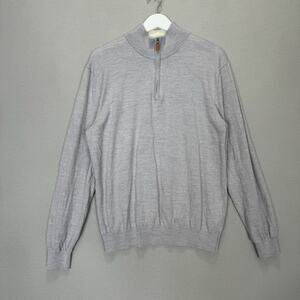 Collars & Co. Cashmere Touch Australian Merino Quarter Zip Sweater Mens XXL Gray